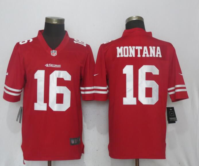 Men San Francisco 49ers #16 Montana Red Vapor Untouchable Limited Player Nike NFL Jerseys
